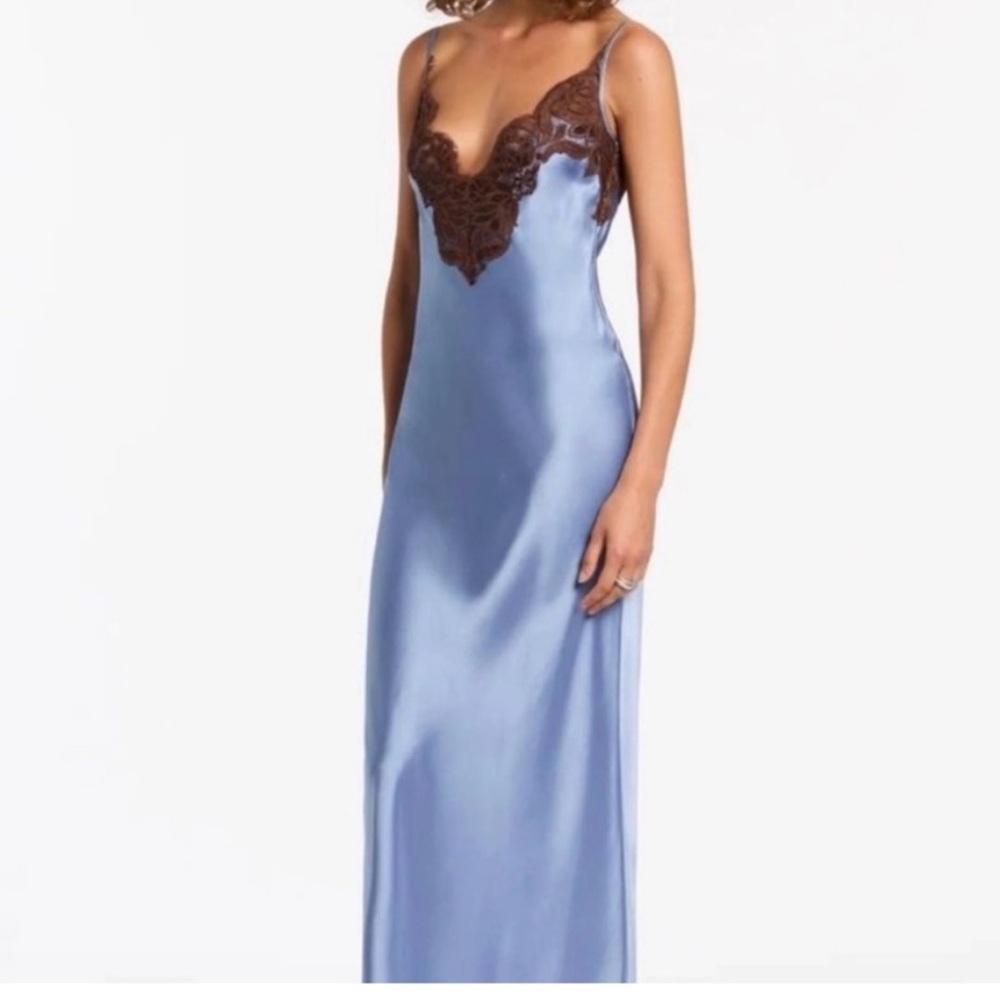 SIR the Label Danseurs Blue Silk Lace Slip Dress Size 0
